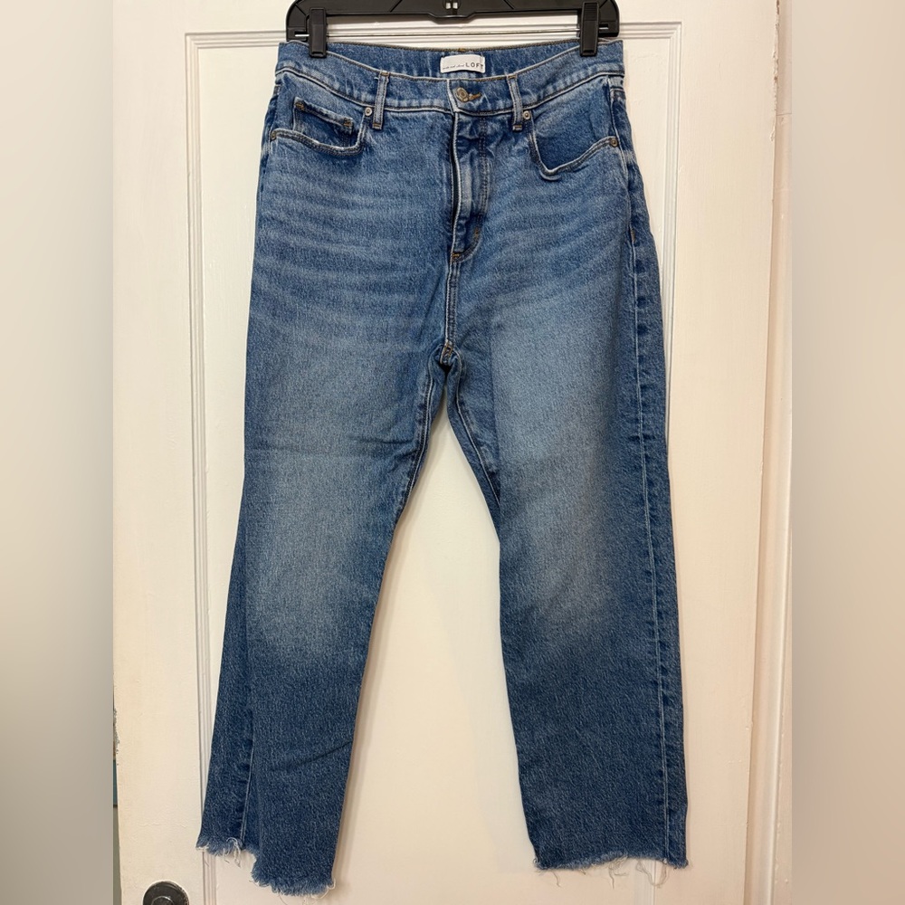LOFT Light Blue Denim Jeans Cutoff Straight leg Crop Size 6